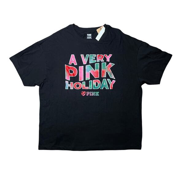 Victoria's Secret PINK A Very Pink Holiday One Size Tee - Picture 1 of 2